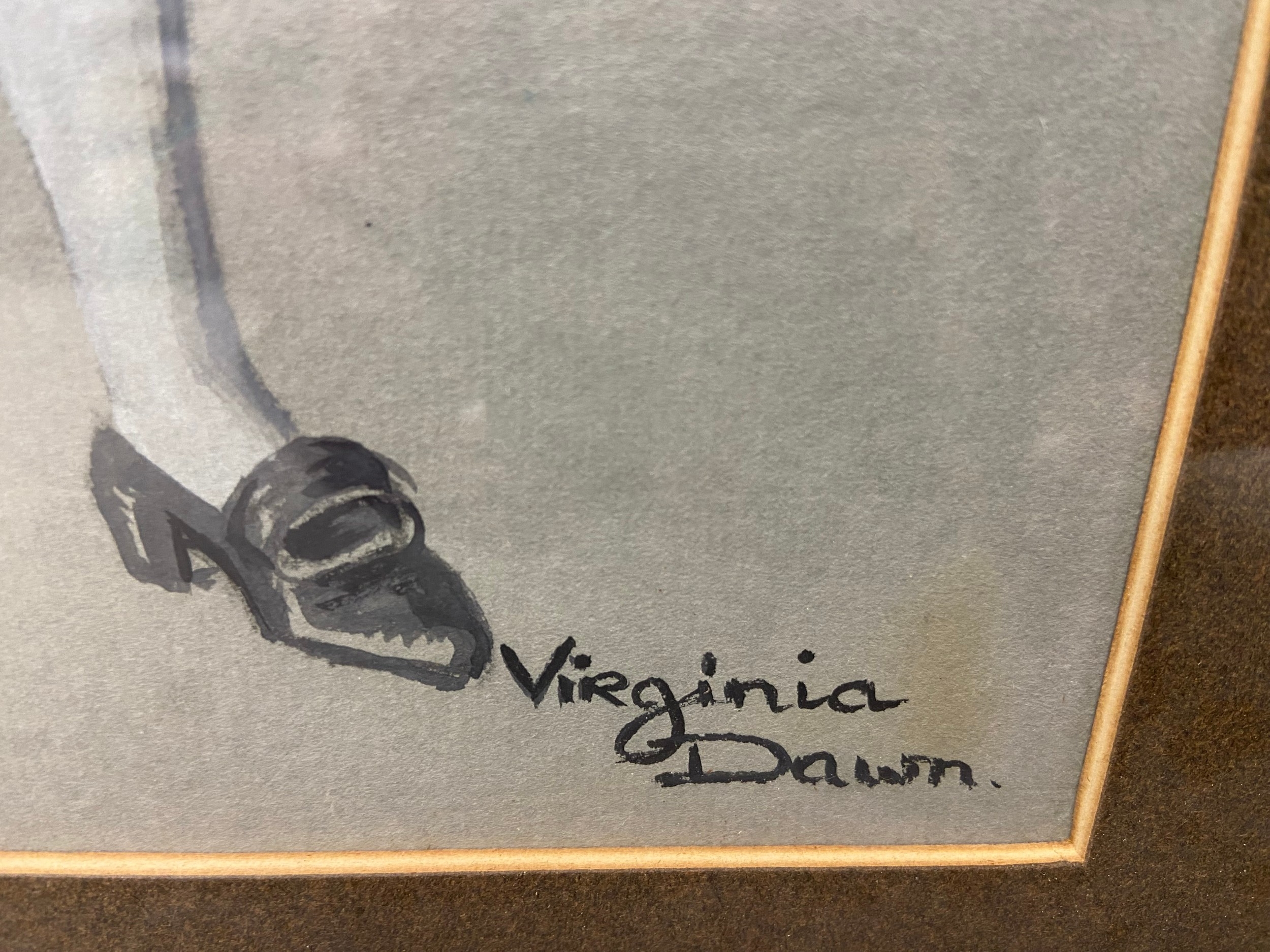 Artwork by Virginia Dawn, A set of six signed original gouache paintings on paper by Virginia Dawn depicting various figures, Made of gouache paintings on paper