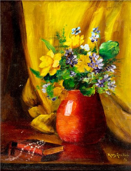 Still Life with Books and Vase of Flowers by Mary Ann Vogl, 1943