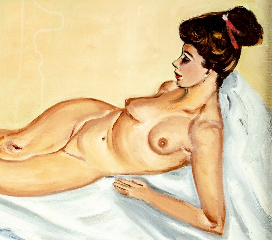 Artwork by E. Feldman, Reclining Nude, Made of oil on canvas