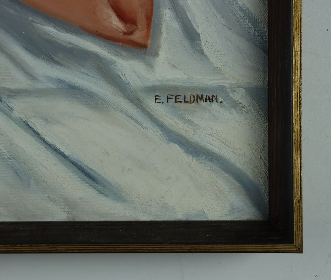 Artwork by E. Feldman, Reclining Nude, Made of oil on canvas