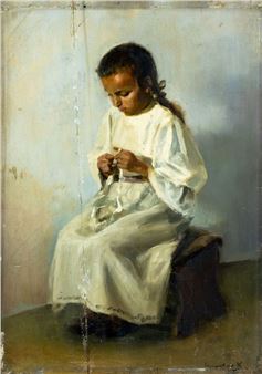 Girl in White Dress - Károly Gerster