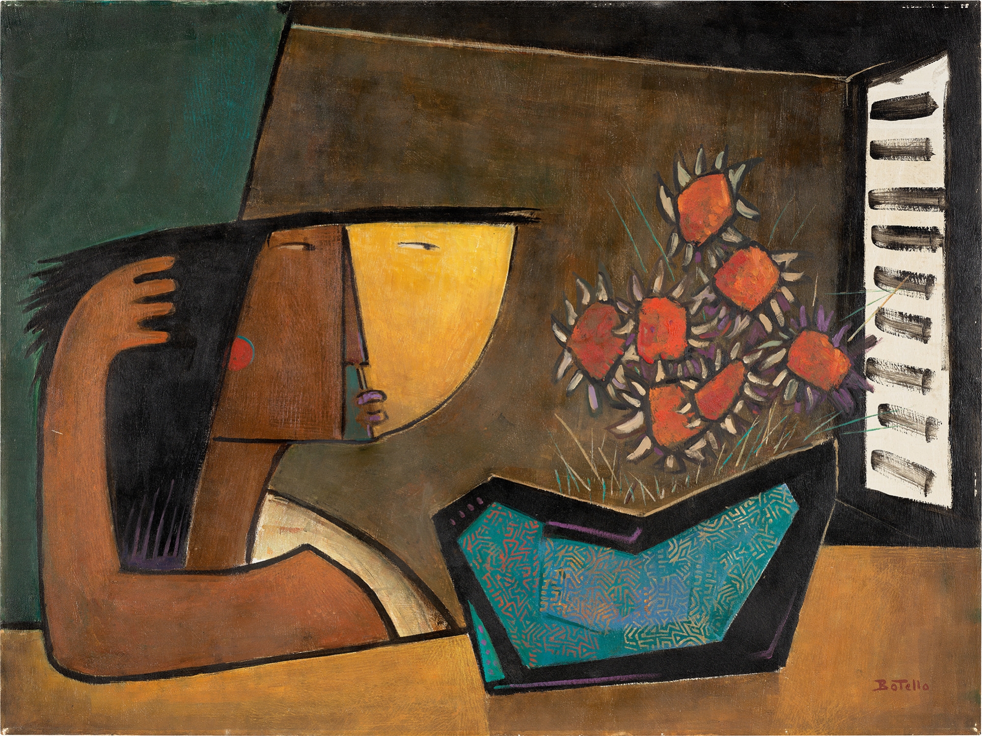Ángel Botello | Girl with Flowers (ca. 1979) | MutualArt