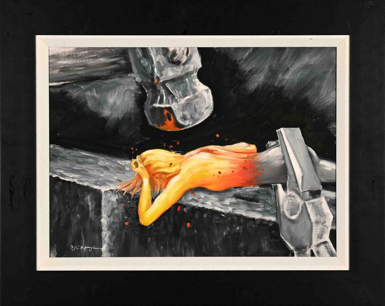 Artwork by Danie Cronje, Composition with Woman, Made of oil on canvas mounted on board