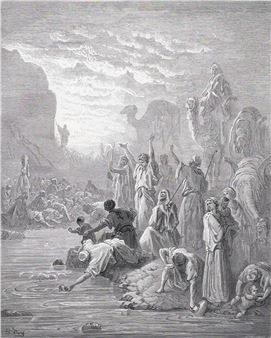 Moses Striking the Rock in Horeb (From Dore's Bible) - Gustave Doré