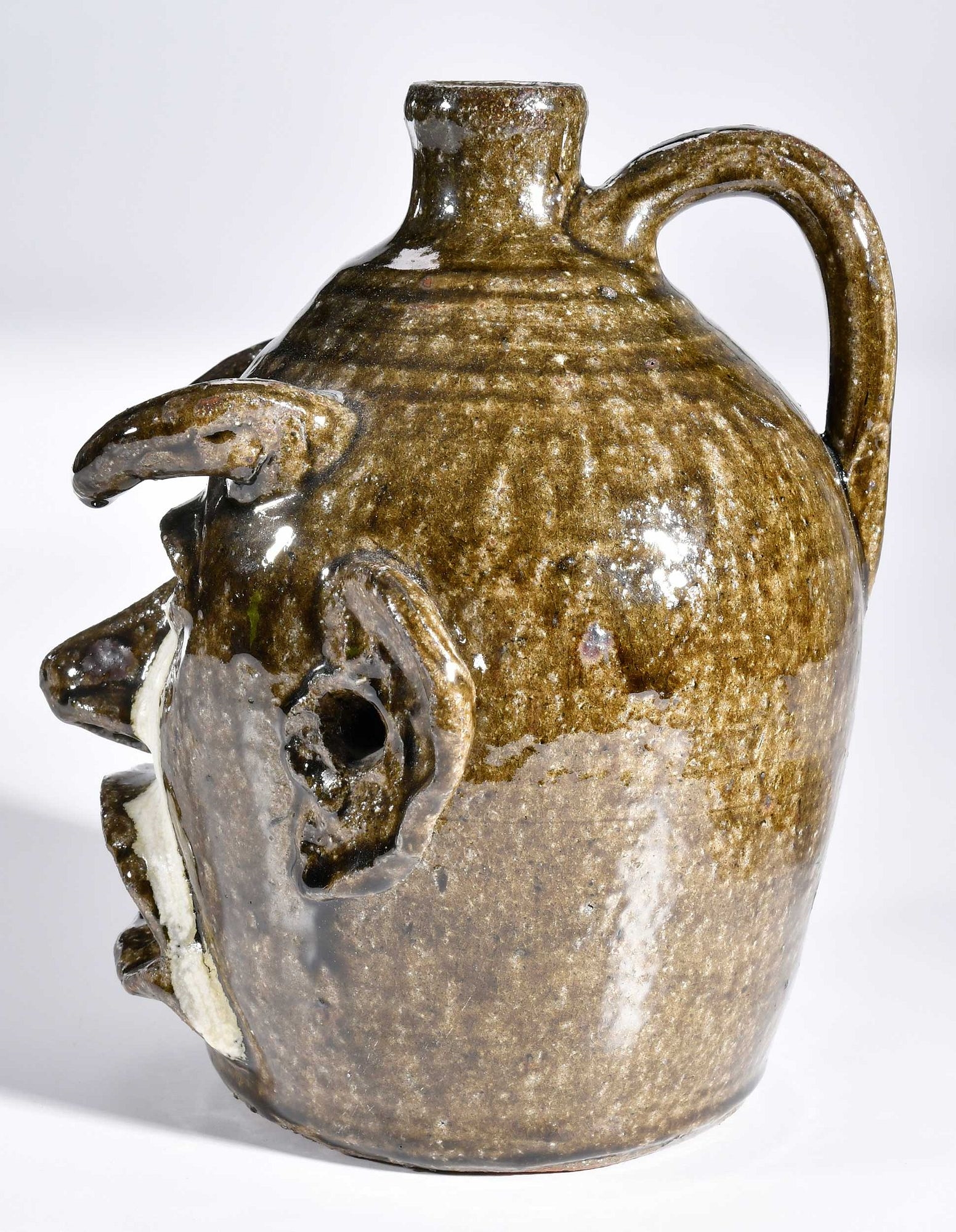 Artwork by Lanier Meaders, Rare and Important Lanier Meaders Devil Jack-O-Lantern Face Jug, Made of glaze