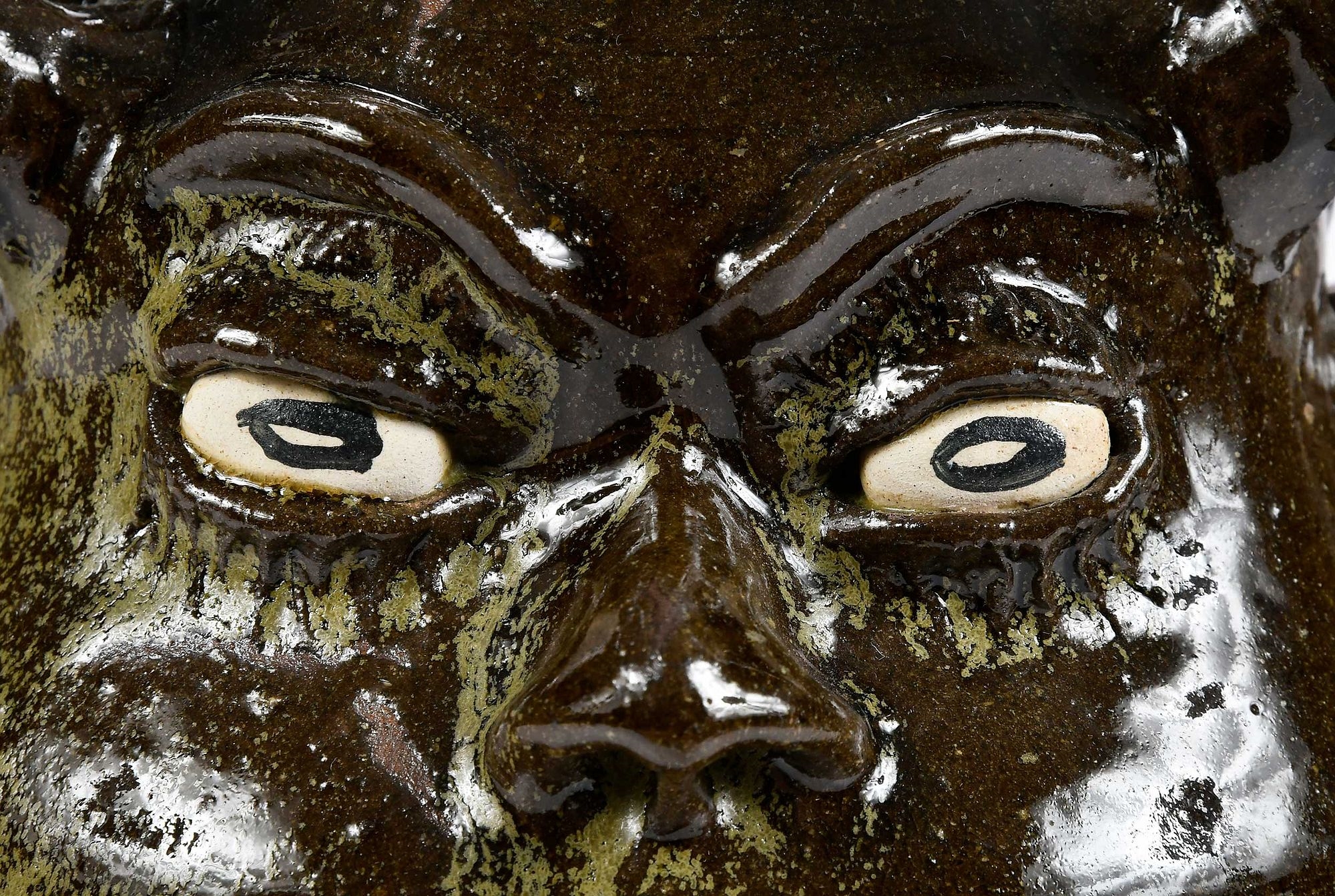 Artwork by Lanier Meaders, Lanier Meaders Double Face Candelabra Stoneware Jug, Made of Stoneware