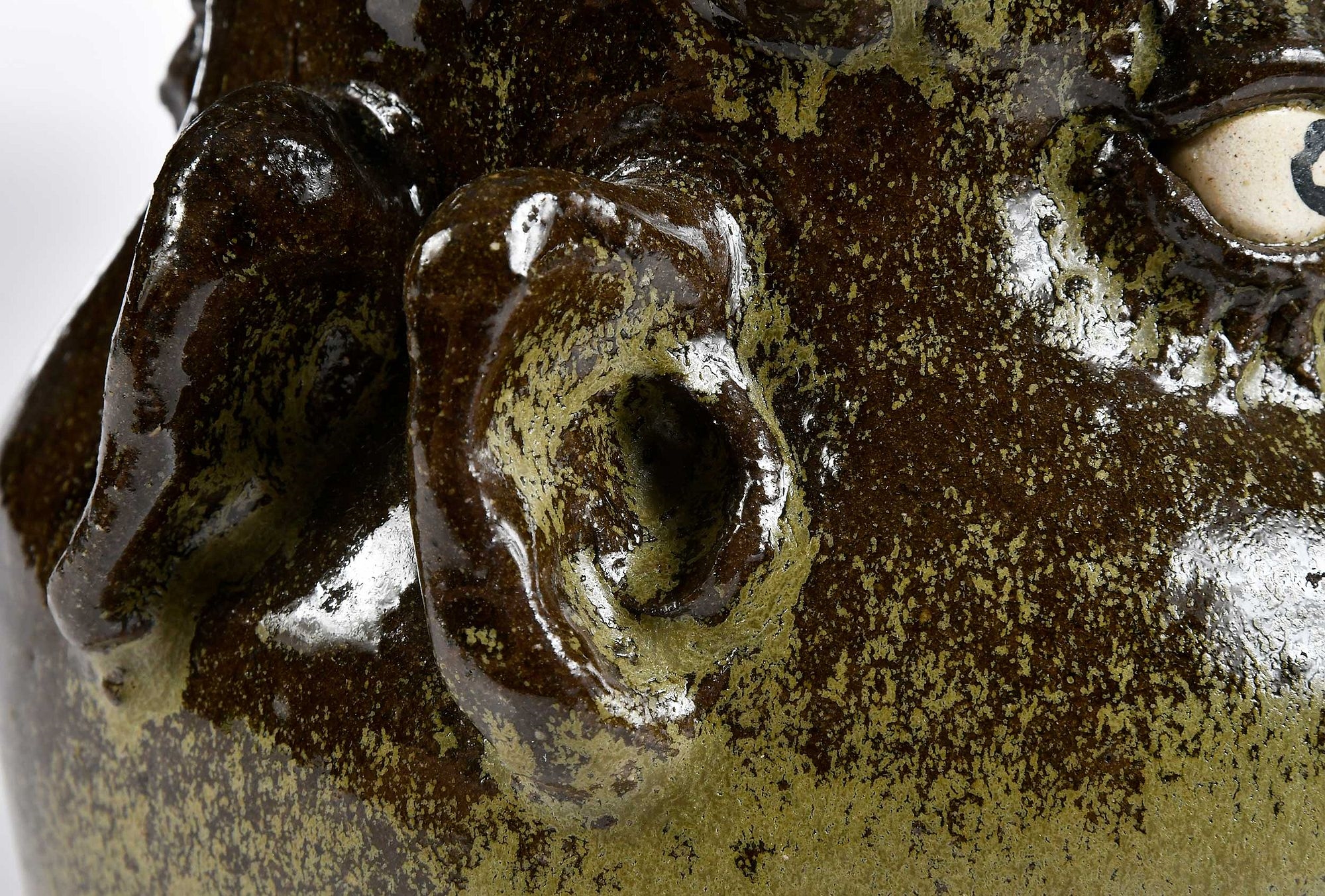 Artwork by Lanier Meaders, Lanier Meaders Double Face Candelabra Stoneware Jug, Made of Stoneware