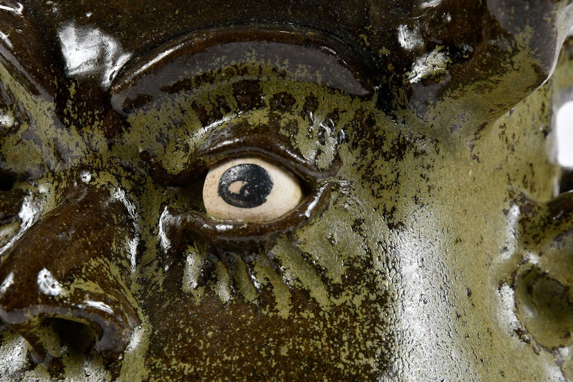 Artwork by Lanier Meaders, Lanier Meaders Double Face Candelabra Stoneware Jug, Made of Stoneware