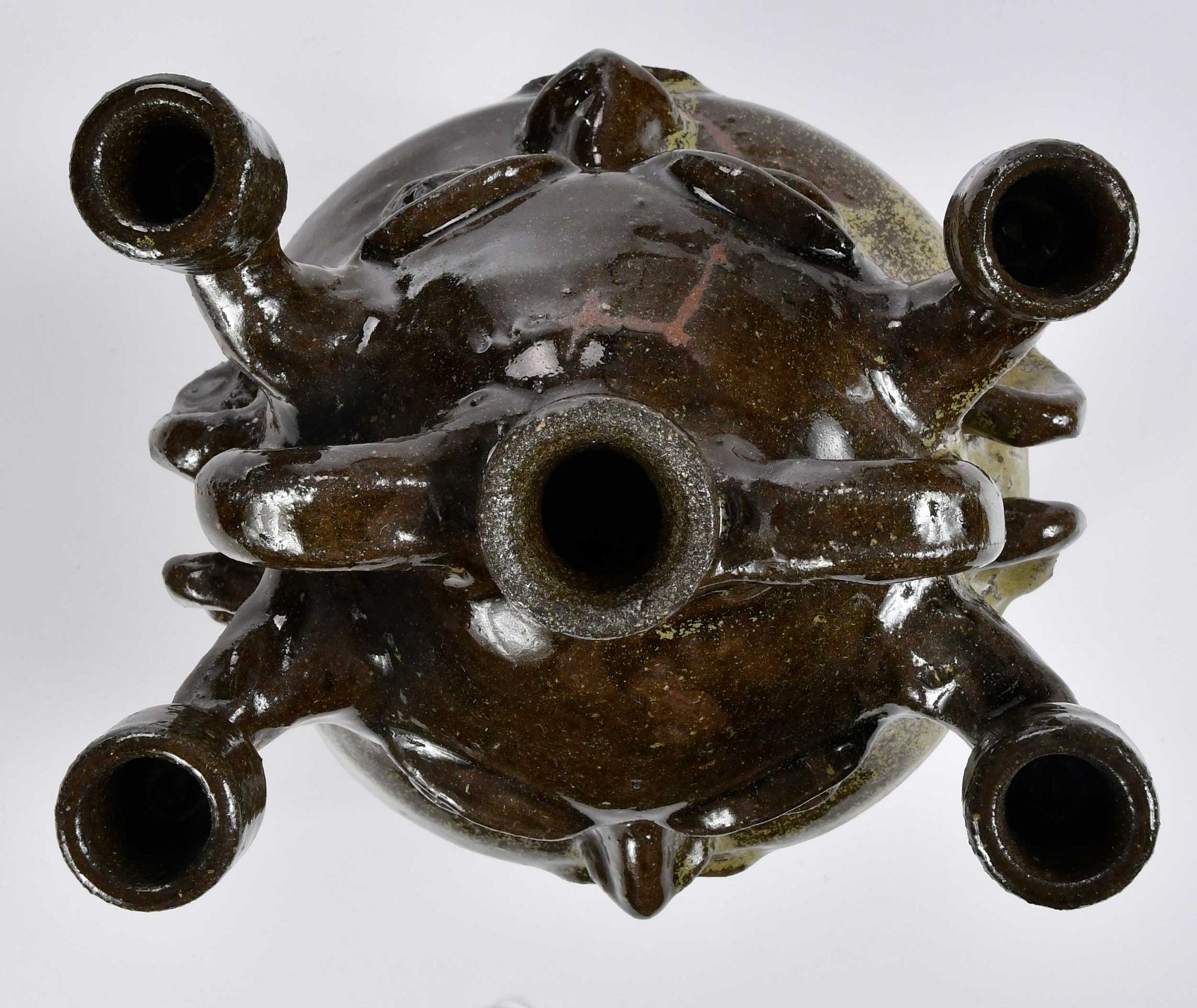 Artwork by Lanier Meaders, Lanier Meaders Double Face Candelabra Stoneware Jug, Made of Stoneware