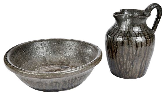 Lanier Meaders Georgia Stoneware Pitcher and Bowl Wash Stand Set