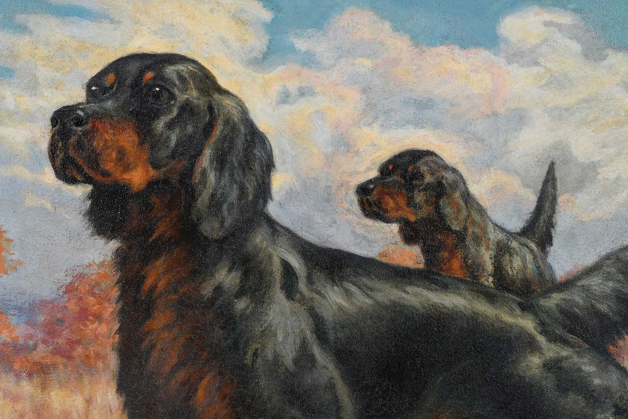 Artwork by Walter Hemenway, Gordon Setters, Made of oil on canvas