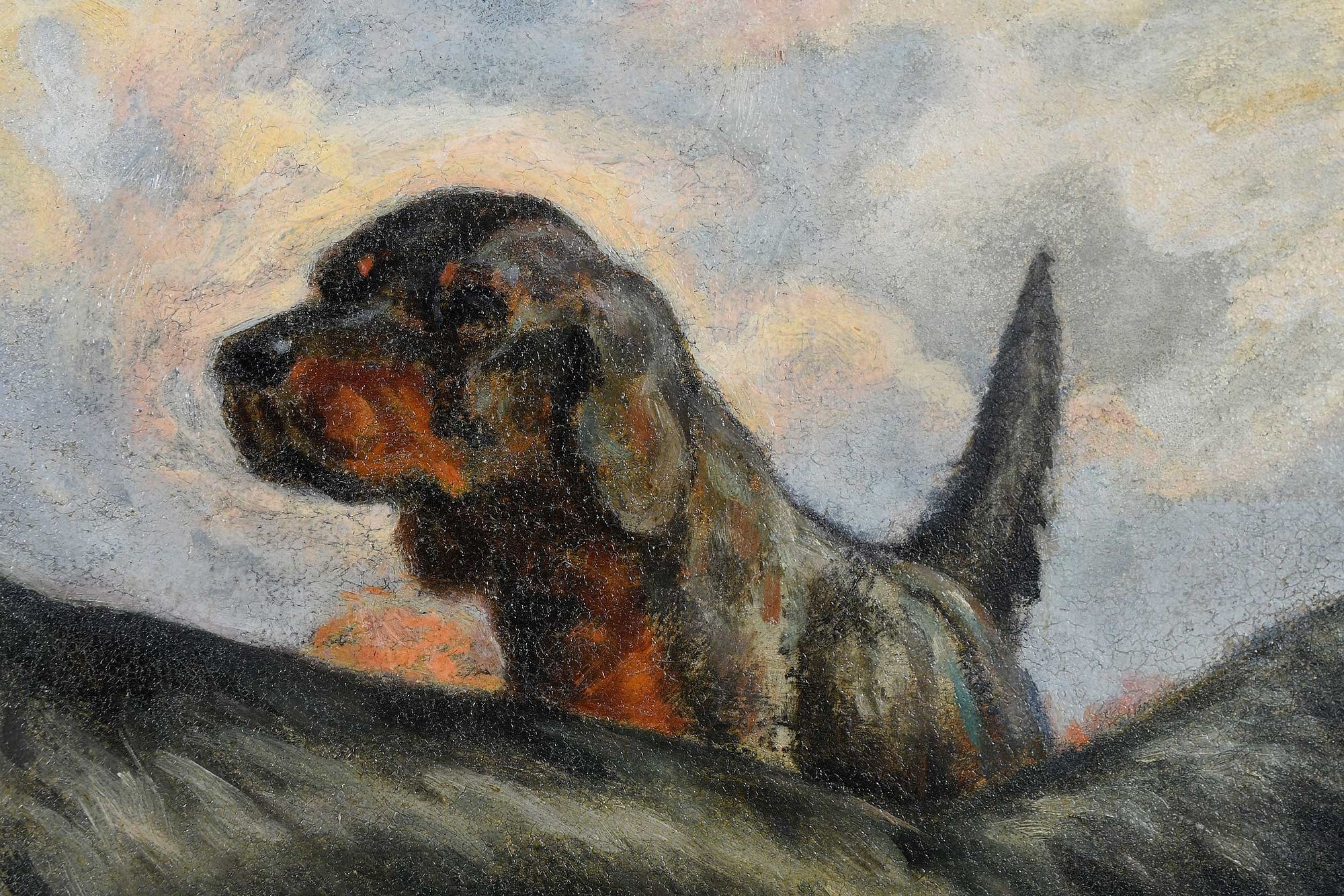 Artwork by Walter Hemenway, Gordon Setters, Made of oil on canvas