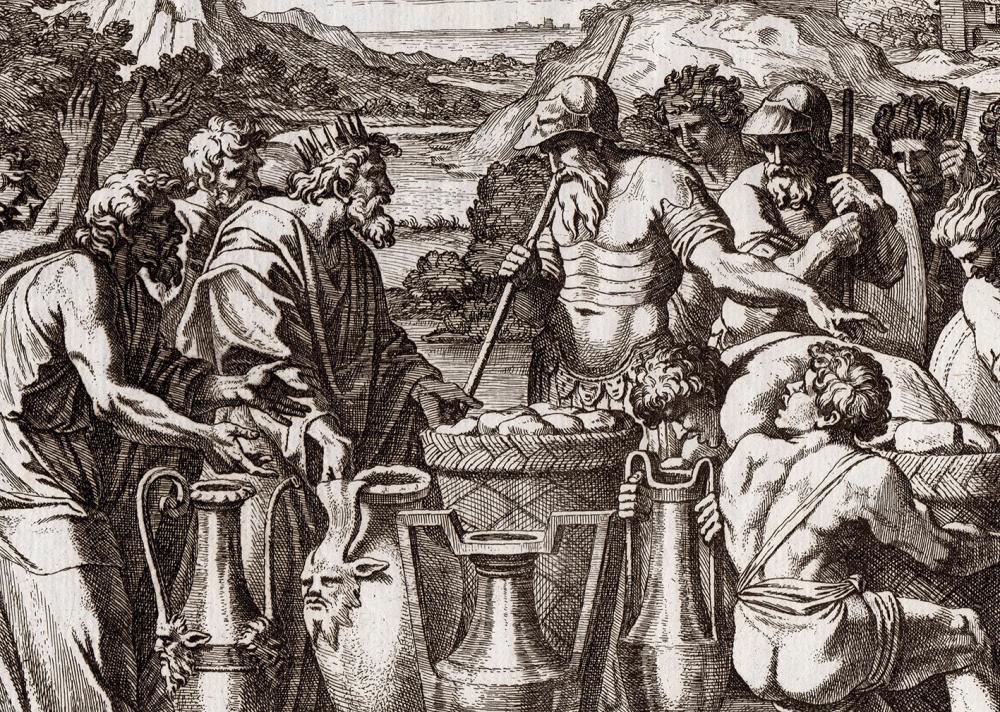 Raffaello Sanzio | Melchizedek Brings Bread and wine to Abraham | MutualArt