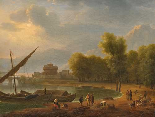 The Tiber with Castel Sant'Angelo by Johann Jakob Biedermann, 1825