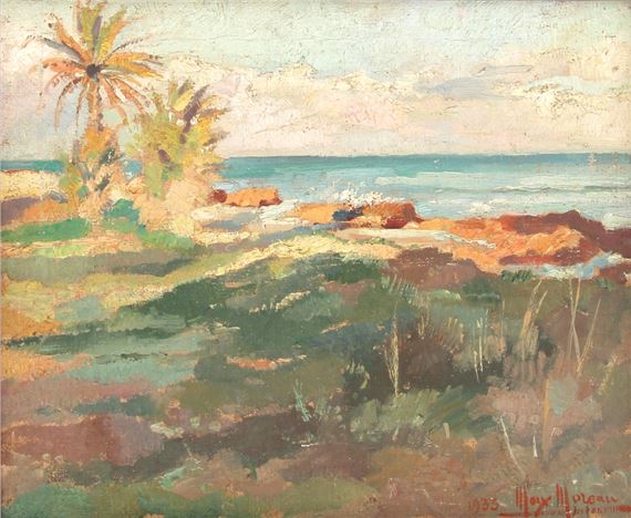 « Plage aux palmiers en Afrique » by Max Moreau, 1933