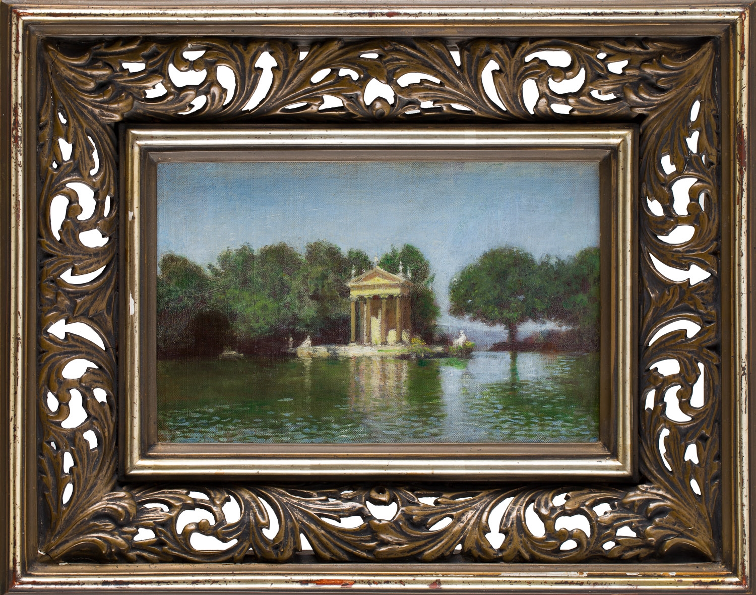 Artwork by Aleksander Gierymski, Willa Borghese in Rome, Made of oil/canvas mounted on panel