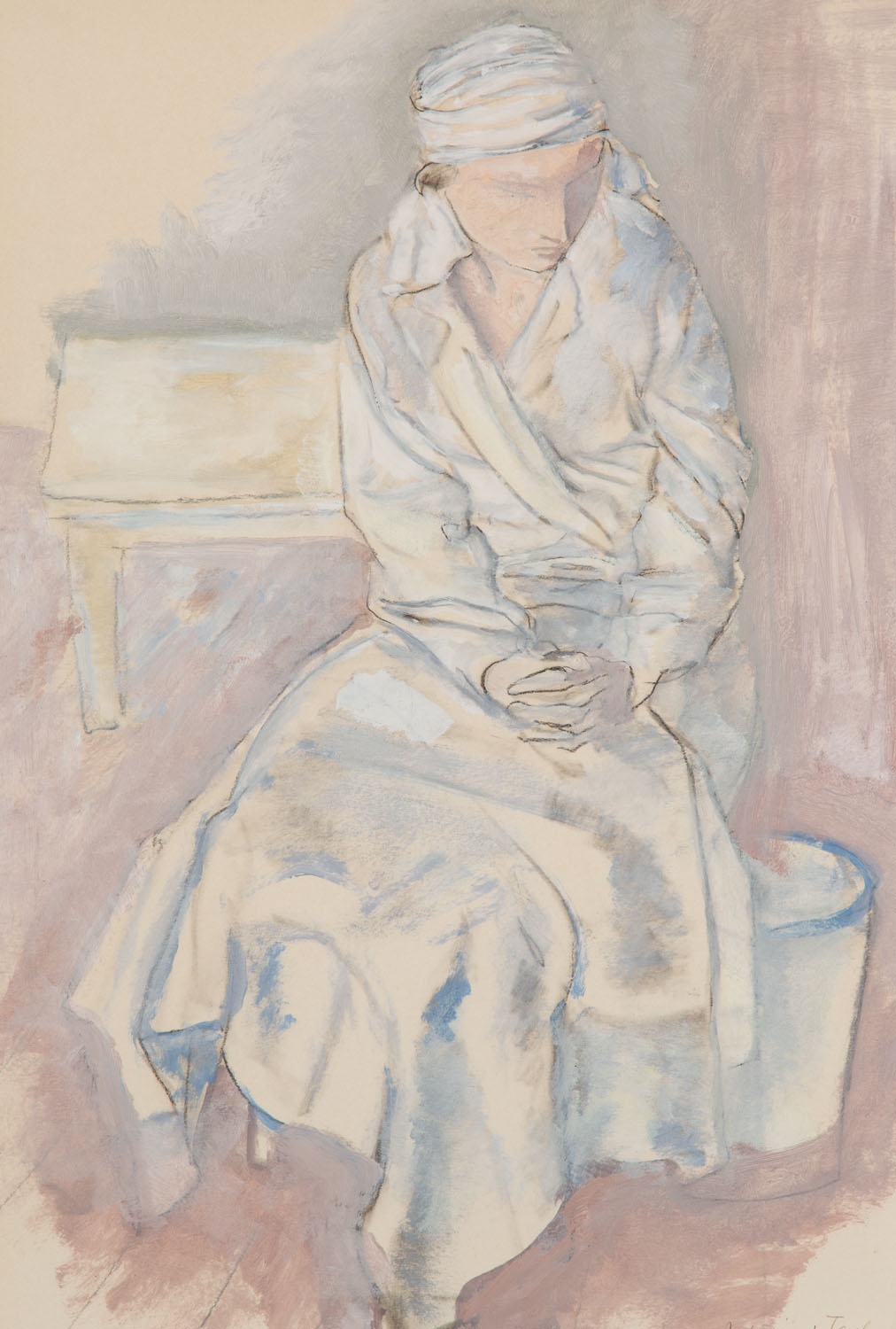 Artwork by Leopold Gottlieb, Woman portrait, Made of oil/paperboard