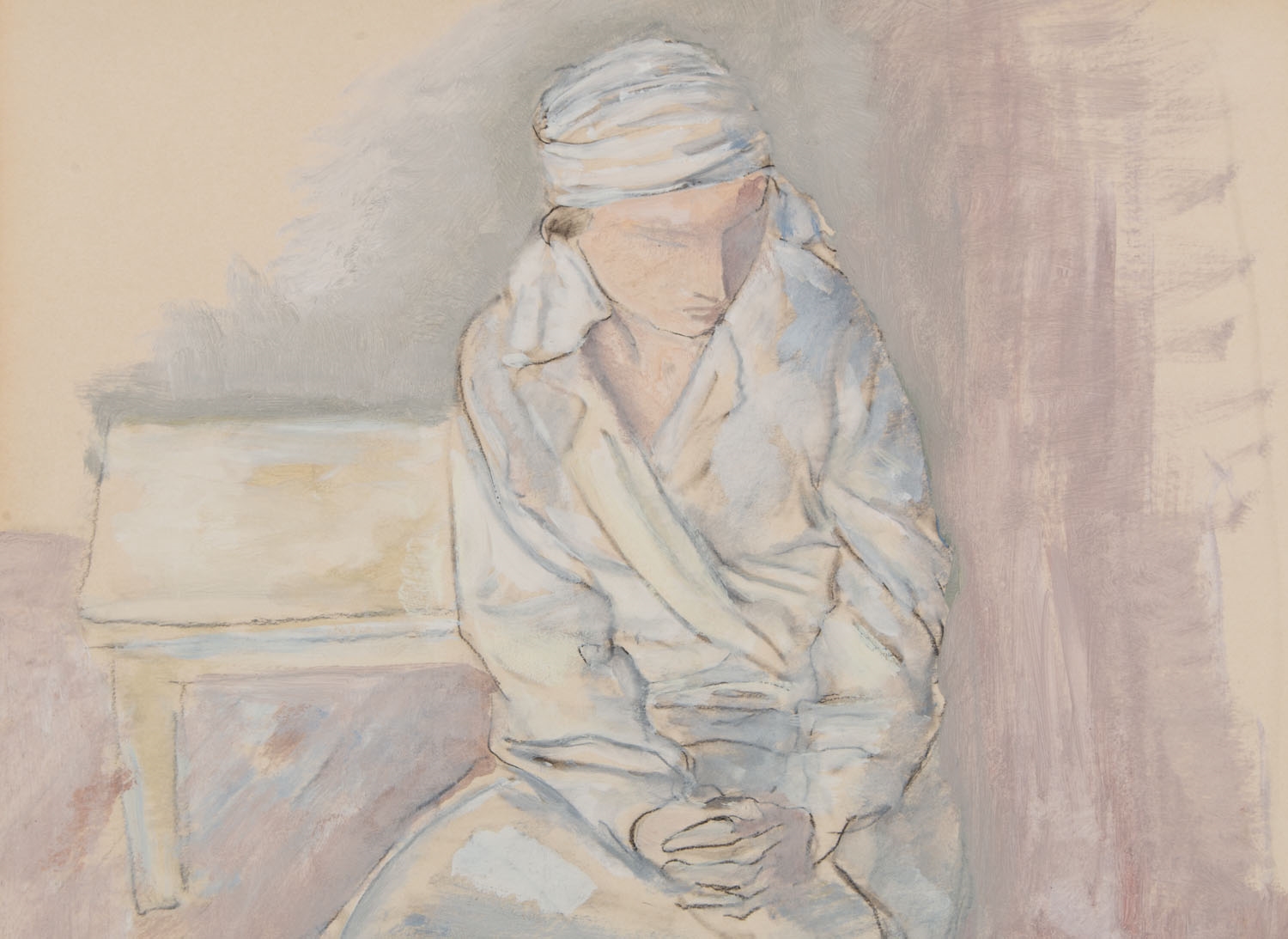 Artwork by Leopold Gottlieb, Woman portrait, Made of oil/paperboard