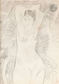 Study of a woman - Nude with arms raised - Woman in a state of languor - Emmanuel Gondouin