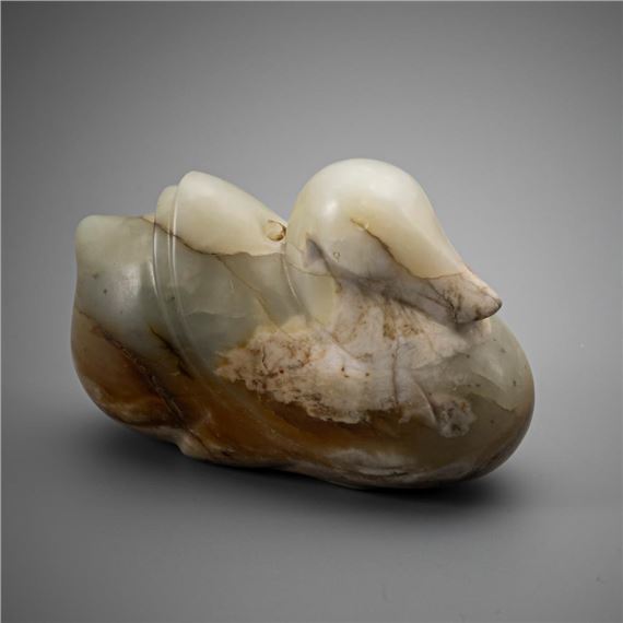 A JADE CARVING OF A DUCK by Chinese School