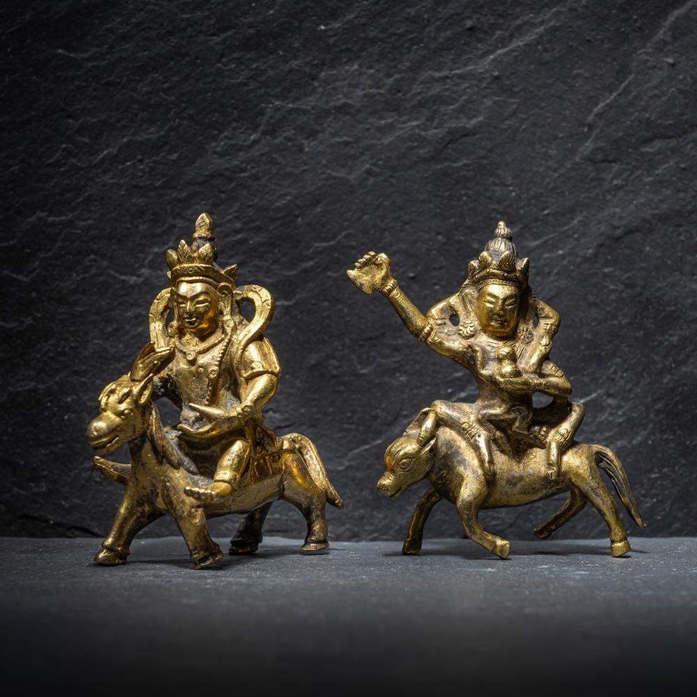 Tibetan School, 19th Century | TWO GILT-BRONZE MINIATURE RIDING FIGURES ...