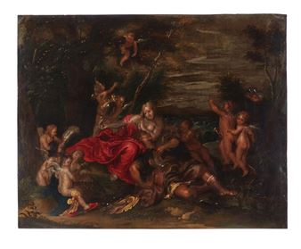 Les Amours de Renaud et Armide Huile sur cuivre. 36 x 44 cm Reprise de la gravure au burin de 1644 de Pieter de Jode le Jeune (1606-1674) d'après Van Dyck (61 - Anthony van Dyck