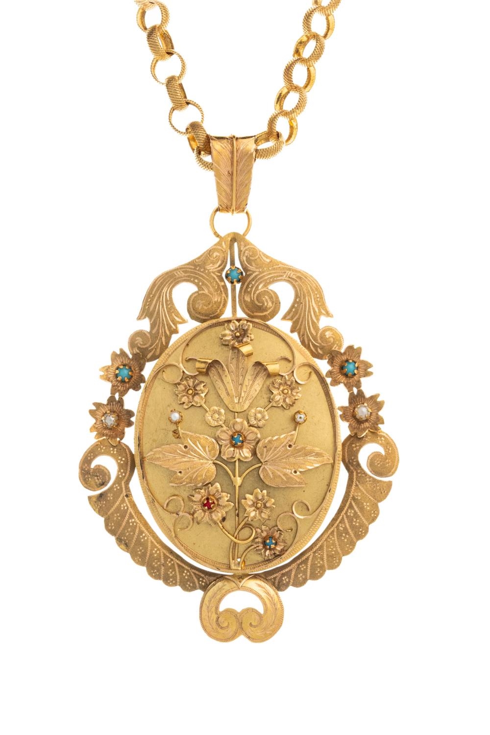 Ferreira Marques | Colar gramalheira com pendente em ouro de 800 ...