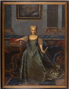 Versão do retrato de Mariana Victoria de Espanha presente no Museo del Prado Óleo sobre tela Assinado "M. Cuadrado" Dim. aprox.: 142 - M. Cuadrado