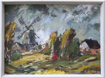 Ainava ar vējdzirnavām 1980 - Vizulis Hehts