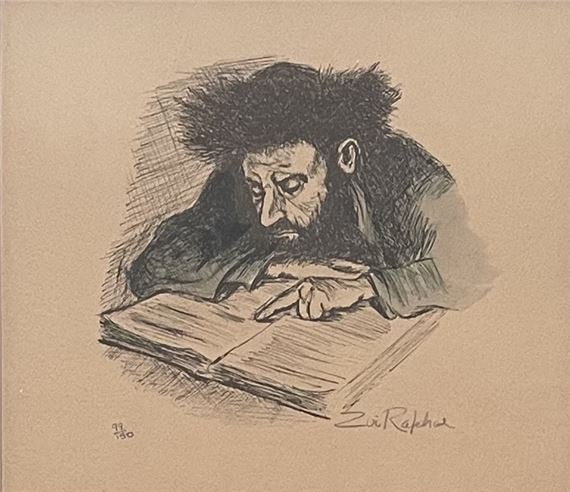 Zvi Raphaeli | A Jew studies Torah | MutualArt