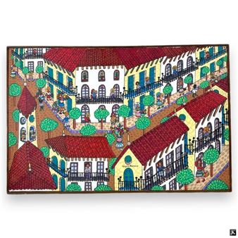 Angela Romana Latin School Oil/Canvas "Busy Street - Angela Romana