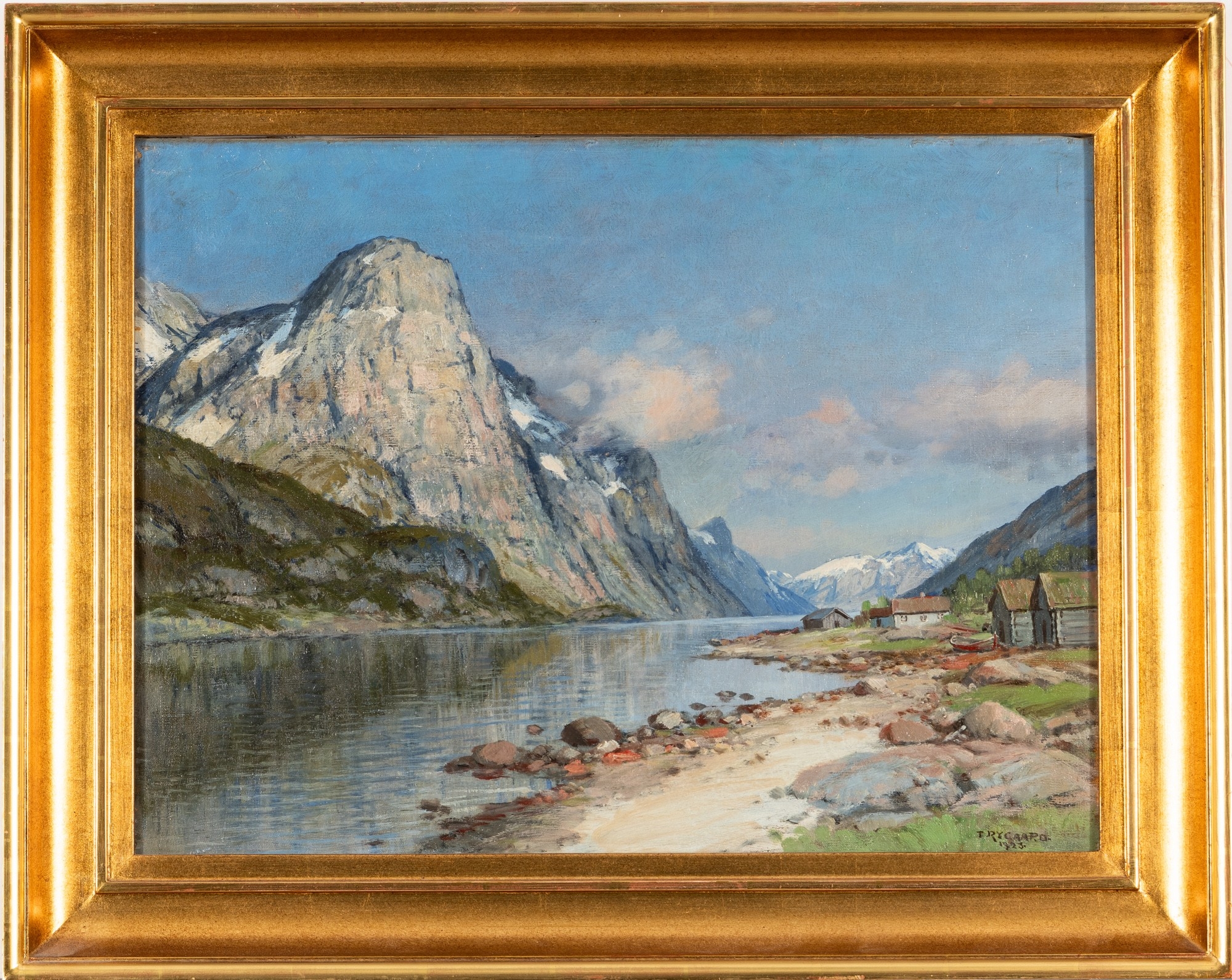 Artwork by Thorvald Rygaard, Fiord landscape, Made of oil