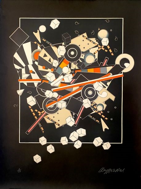 Lithographie Signée Alain Le Yaouanc 1969 Art Abstrait Cubisme - Original Sur Papier