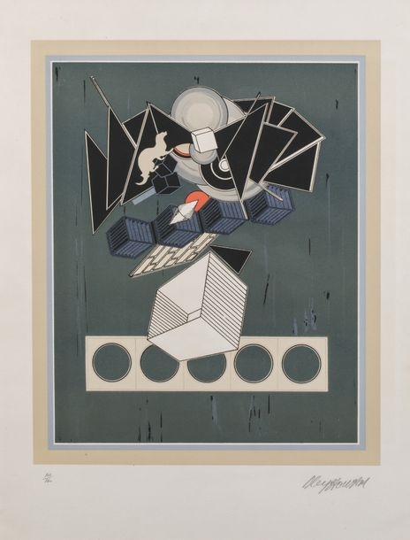 Lithographie Originale Signée Alain Le Yaouanc (1969) - Art Abstrait/cubisme - Sur Papier