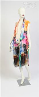 Dries VAN NOTEN - Sleeveless vest dress in shaped viscose with multicolored tye dye print - Dries van Noten