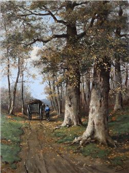 Bosweg met boerenkar - A.M. Geijp