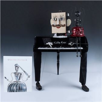 Set of 2 Pablo Cano Cabaret Puppets, Piano Man & Niki + Book - Pablo Cano