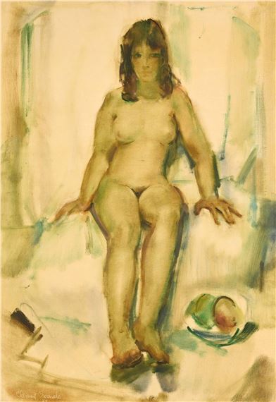 Nu Assise II by Clement Serneels, dated 1979