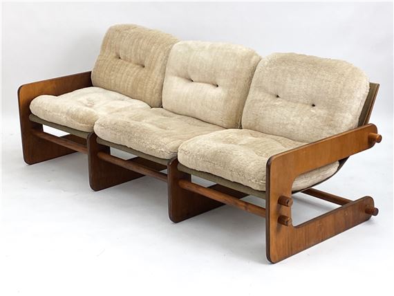 LOU HODGES STYLE PLYWOOD CANTILEVER SOFA C.1970'S - Lou Hodges