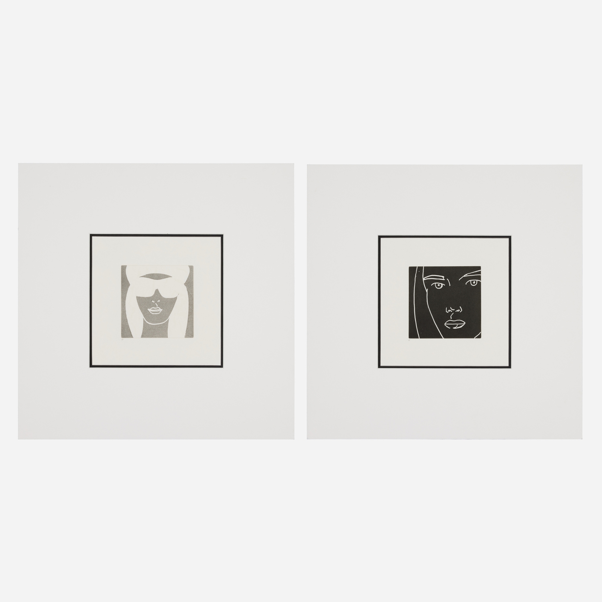 Artwork by Alex Katz, Untitled #12; Untitled #22 (two works from the Gloria portfolio, Made of etching
