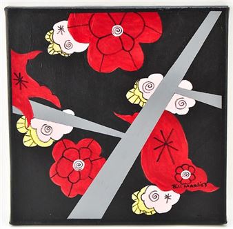 BILL MARLIEB FLORAL ABSTRACT ACRYLIC ON CANVAS - Bill Marlieb