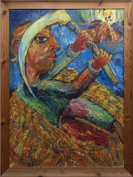 DAVID COOK (SCOTTISH b. 1957), THE LAST HARVEST by David Mackie Cook, dated 1986