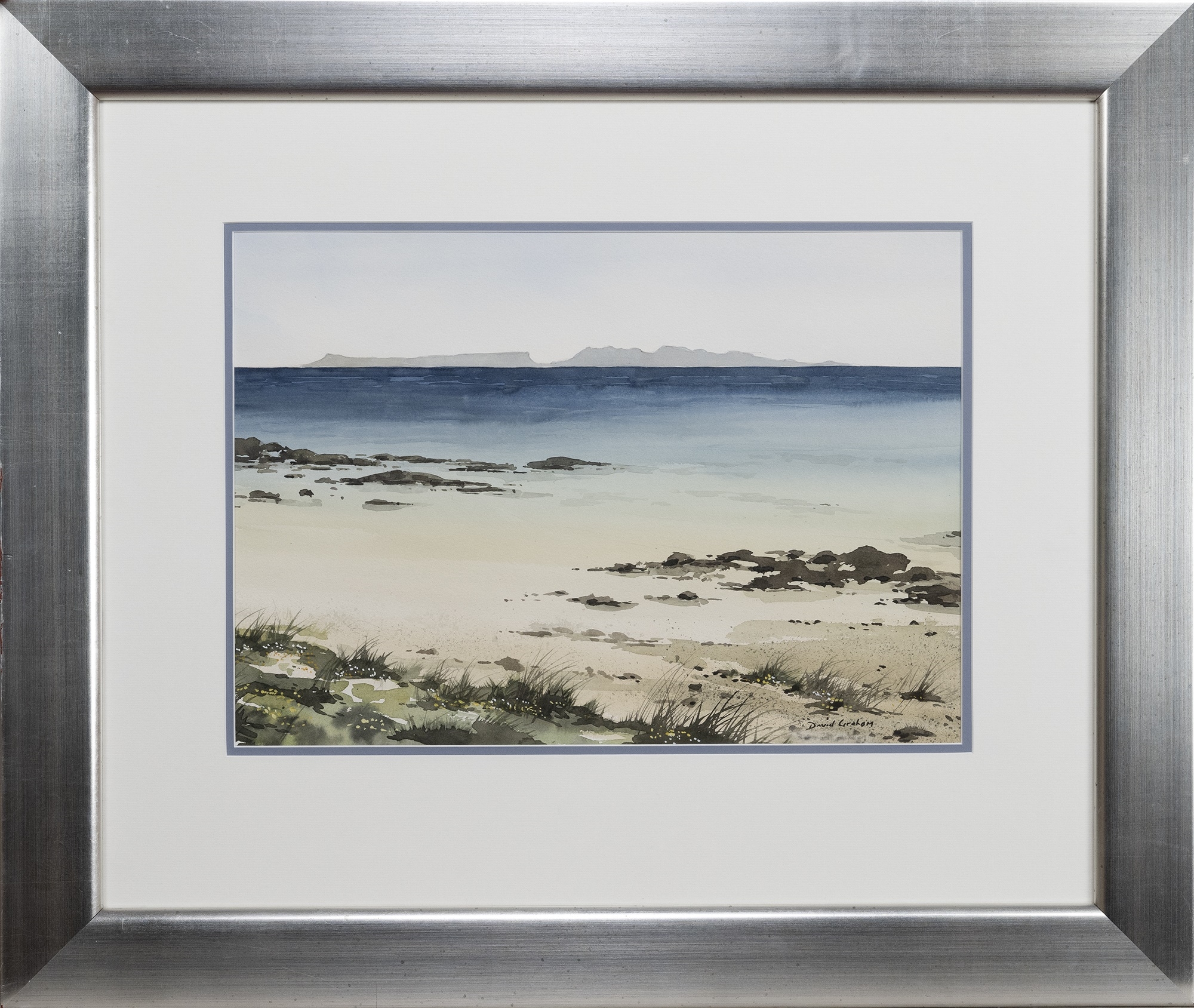 Artwork by David M Graham, DAVID M GRAHAM, RHUM AND EIGG FROM ARISAIG, Made of watercolour on paper