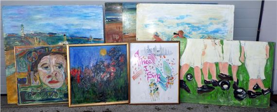 A qty of large paintings - David Morris