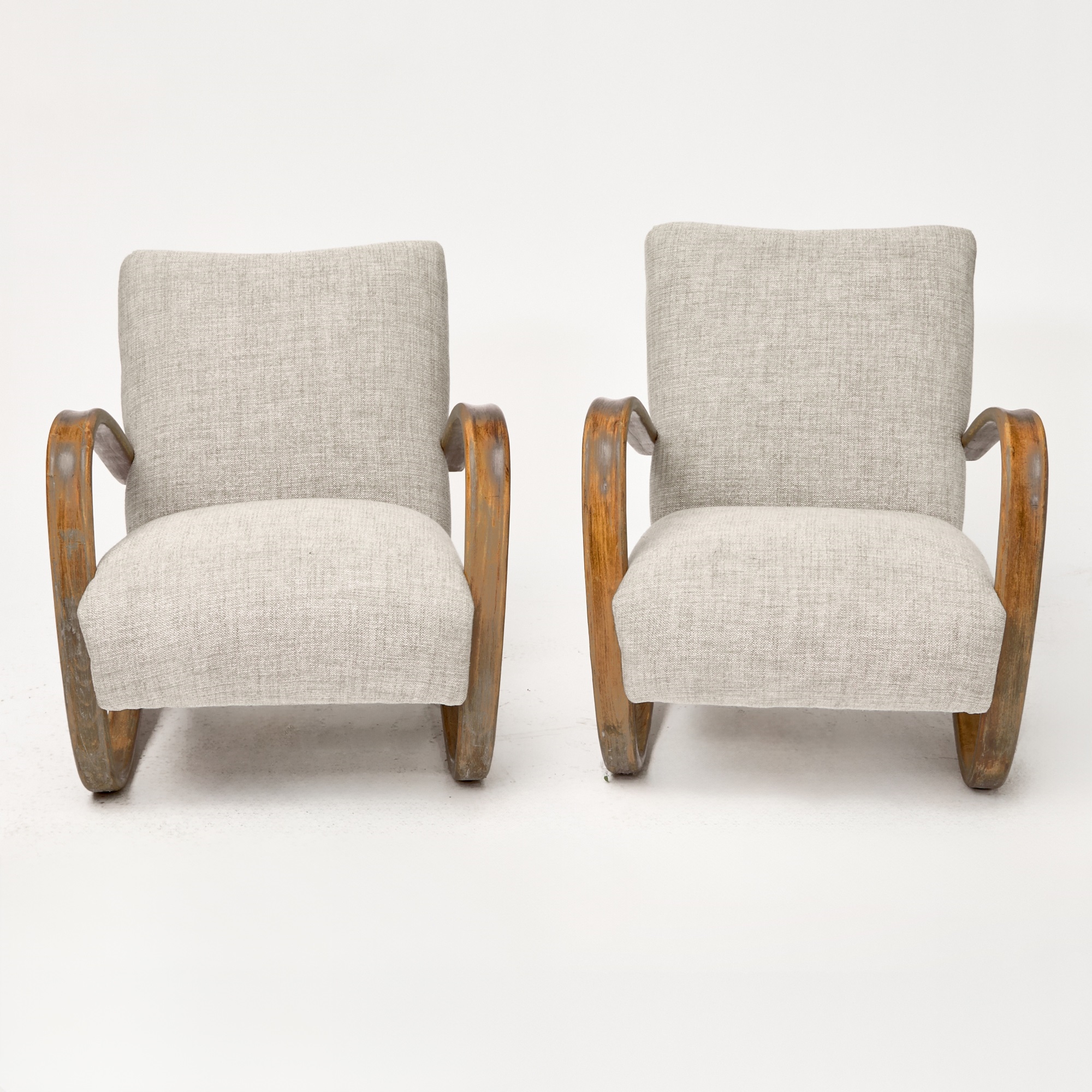 Artwork by Jindrich Halabala, Height of back 31 inches, height of seat 15 inches, width 27 inches, depth 36 inches.