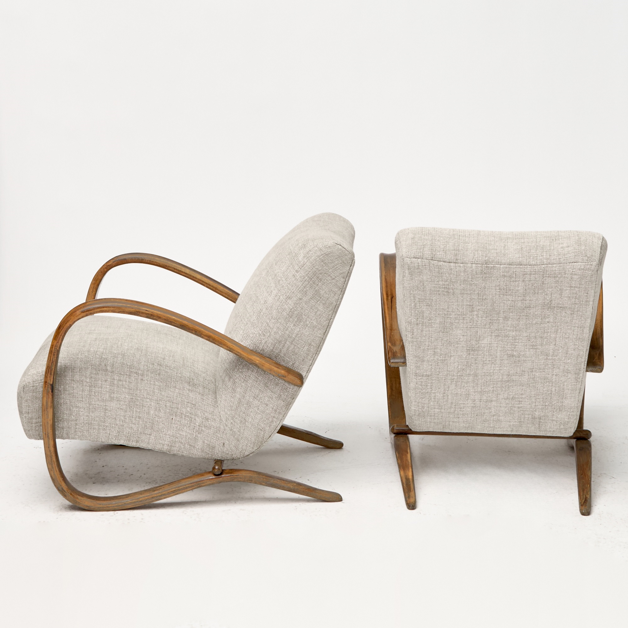 Artwork by Jindrich Halabala, Height of back 31 inches, height of seat 15 inches, width 27 inches, depth 36 inches.