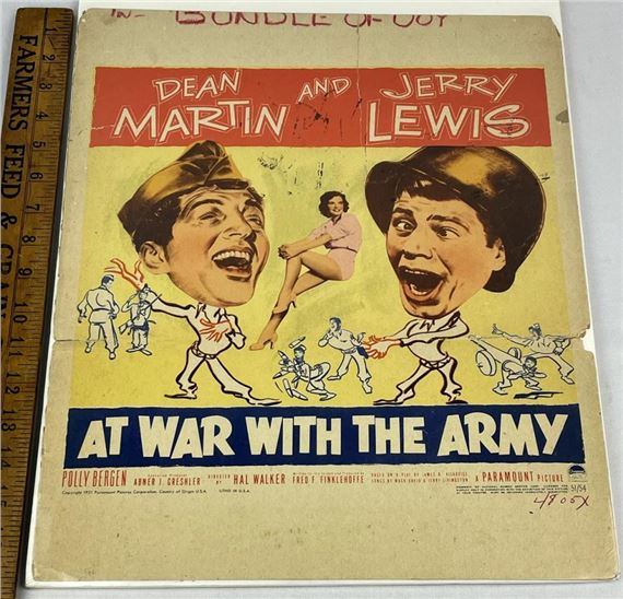 Vintage Original 1951 "At War With The Army" Paramount Pictures Window Card Poster (Dean Martin and Jerry Lewis by Paramount Pictures, August 1949