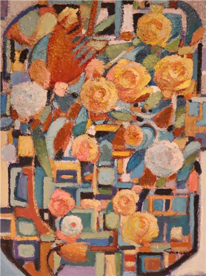 Abstract oil on canvas, signed by Pasquale Monaco