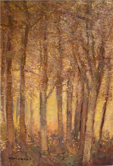 Forest scene, oil on canvas signed lower left