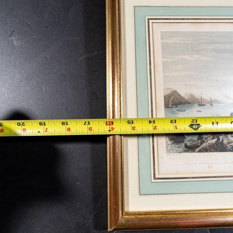 Artwork by Jean Gudin, STEEL ENGRAVING CARTIER DISCOVERING ST. LAWRENCE, Made of HAND COLOURED ENGRAVING ON PAPER